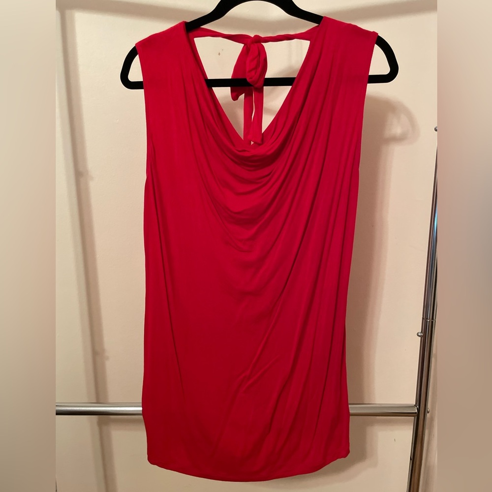 CAbi Red Sleeveless Tie Front Blouse